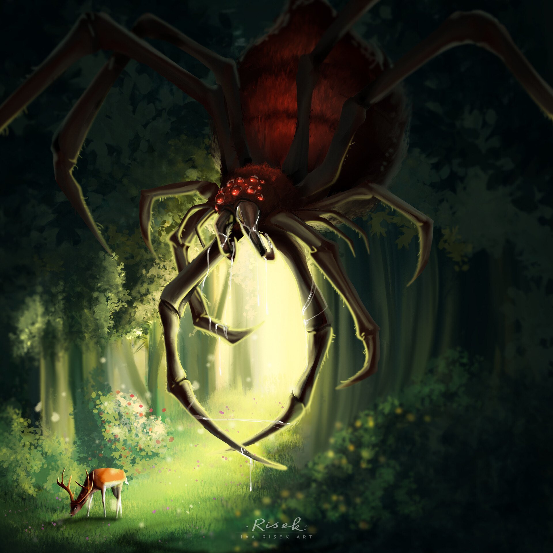 Девушка и гигантский паук