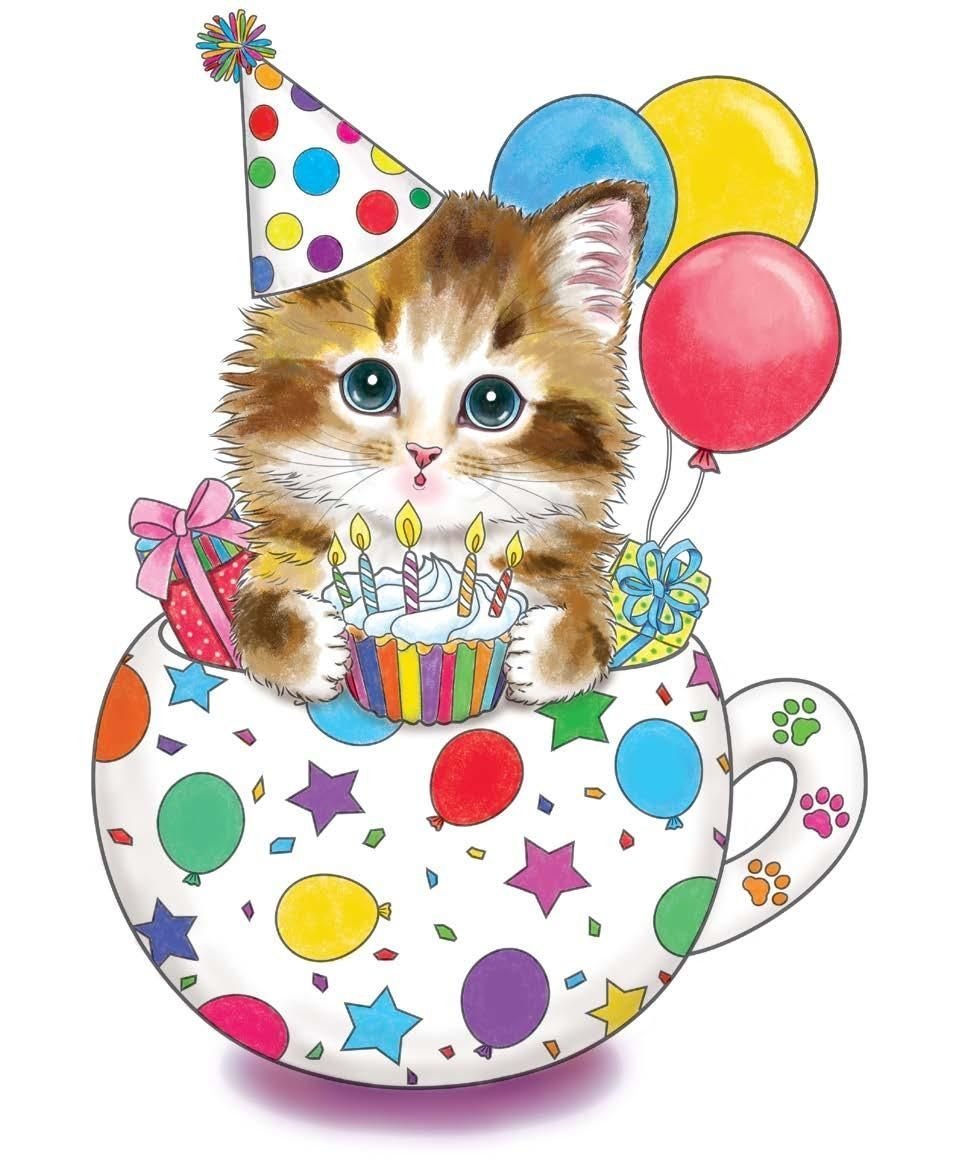 Открытки с рождением котят. С днём рождения с котиками. Открытки с днём рождения с котиками. Котик поздравляет с днем рождения. Милые рисунки на день рождения.