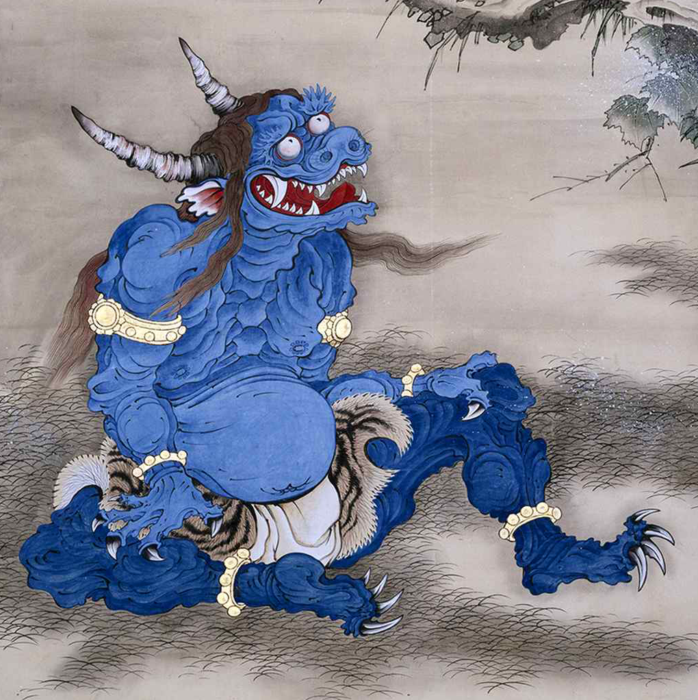 Демоны китайской мифологии. Синий демон японская мифология. Они демоны Японии. Демон они в японской мифологии.