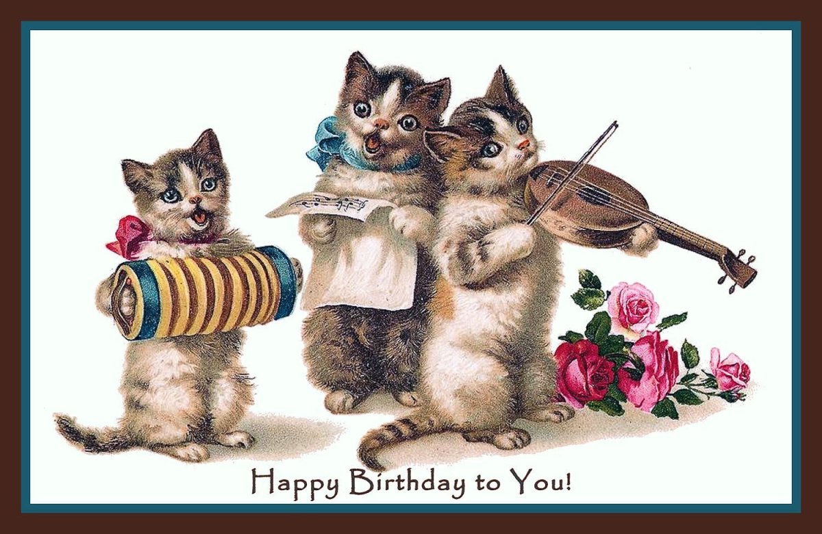 Открытка с днем рождения с котятами. Винтажная открытка с днем рождения. С днем рождения кот. Открытка с днём рождения с котом. Открытка с днём рождения с котятами.