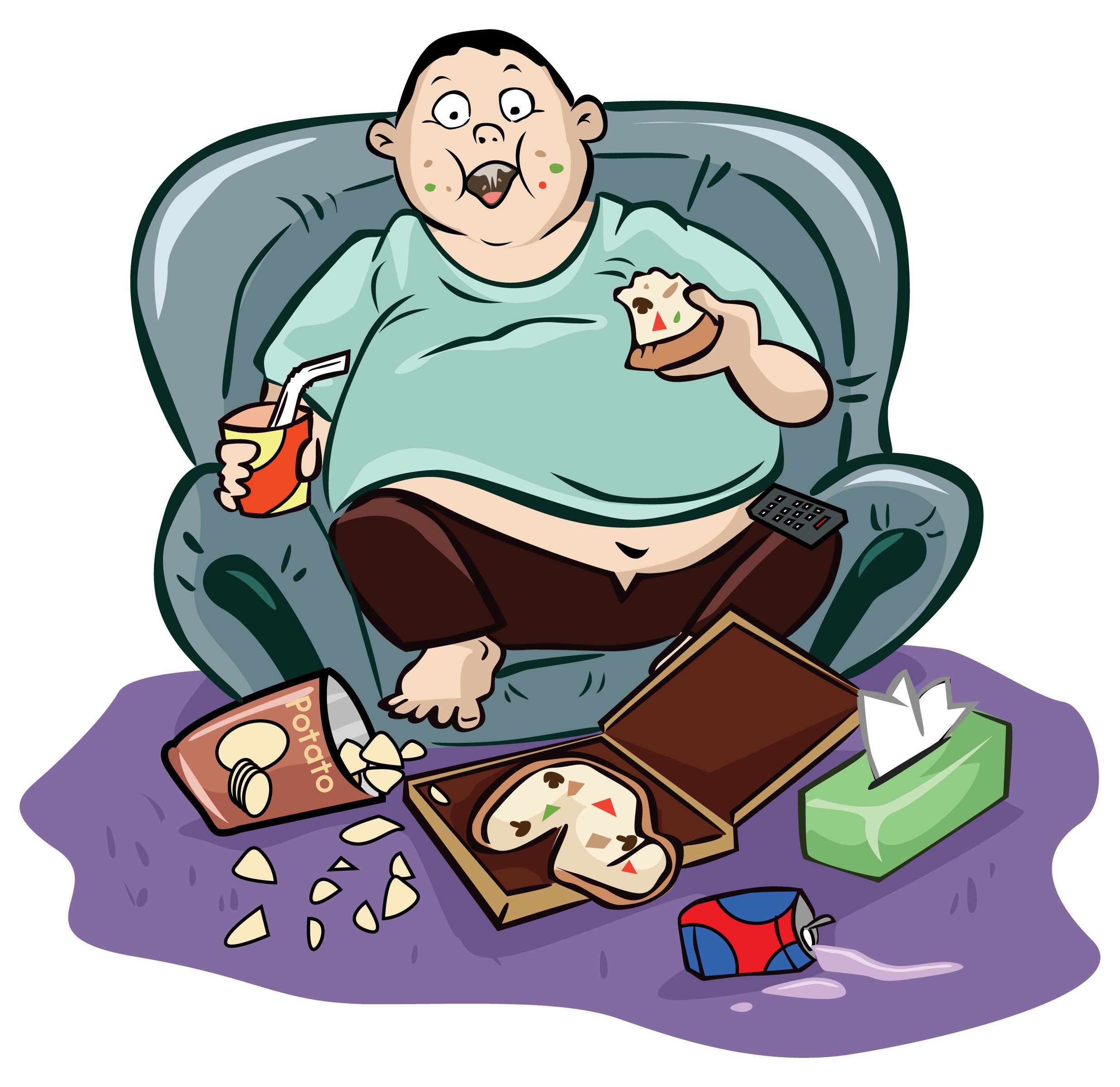 У лени в руках. Толстый ленивый человек. Малоподвижный образ жизни. Ленивая и толстая. Толстый человек лежит на диване.