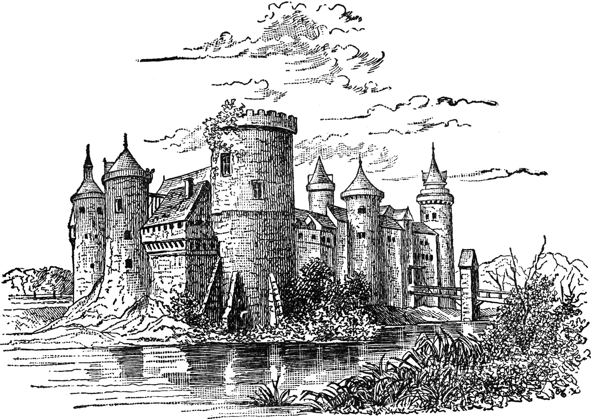 Рисунок старой крепости. Замок рисунок. Замок рисунок карандашом. Замок Графика. Средневековый замок.