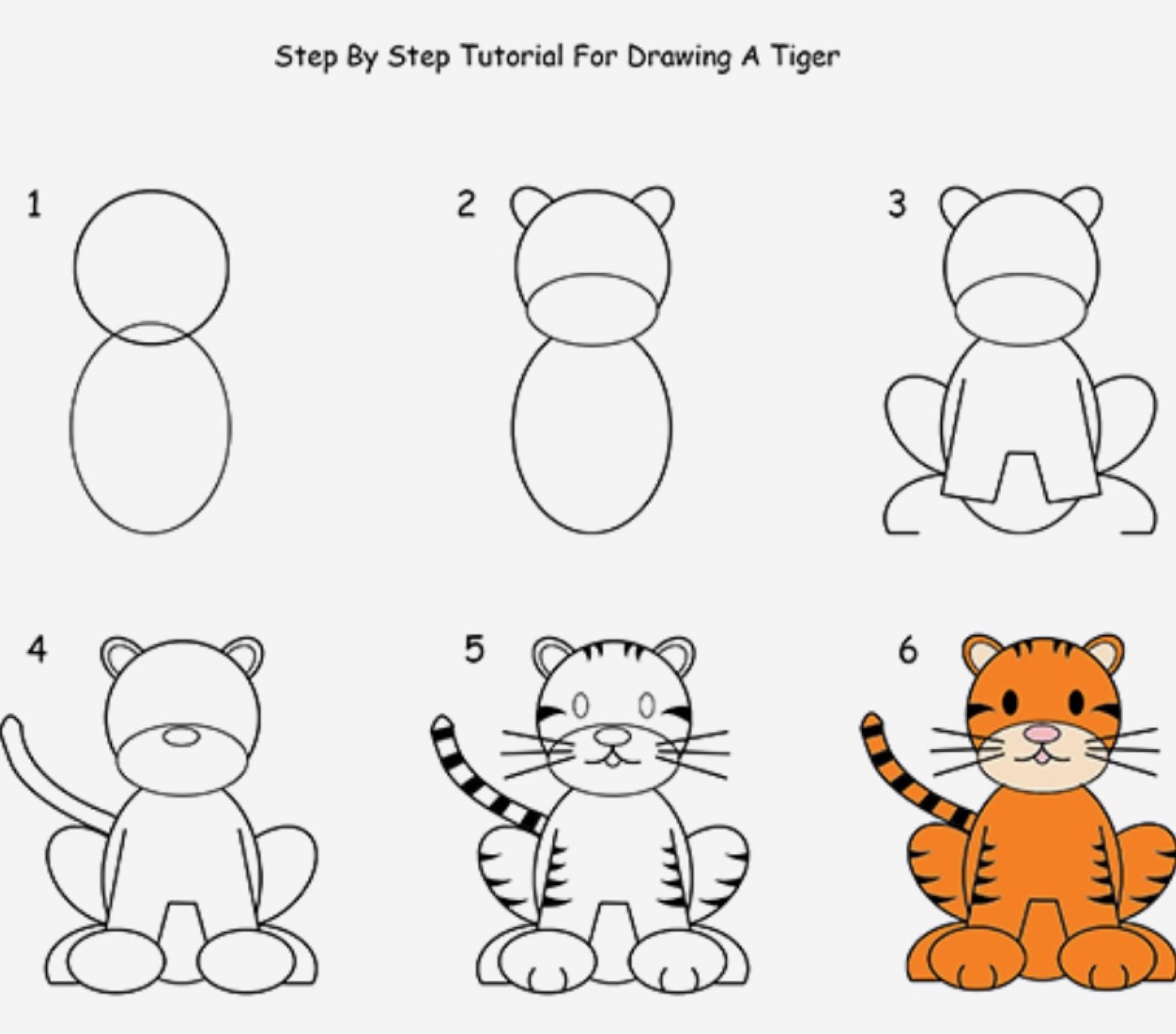 Нарисовать рисунок легко детские. Пошаговые рисунки. Простые пошаговые рисунки для детей. Рисунок тигра пошагово для детей. Схема рисования животных для детей.
