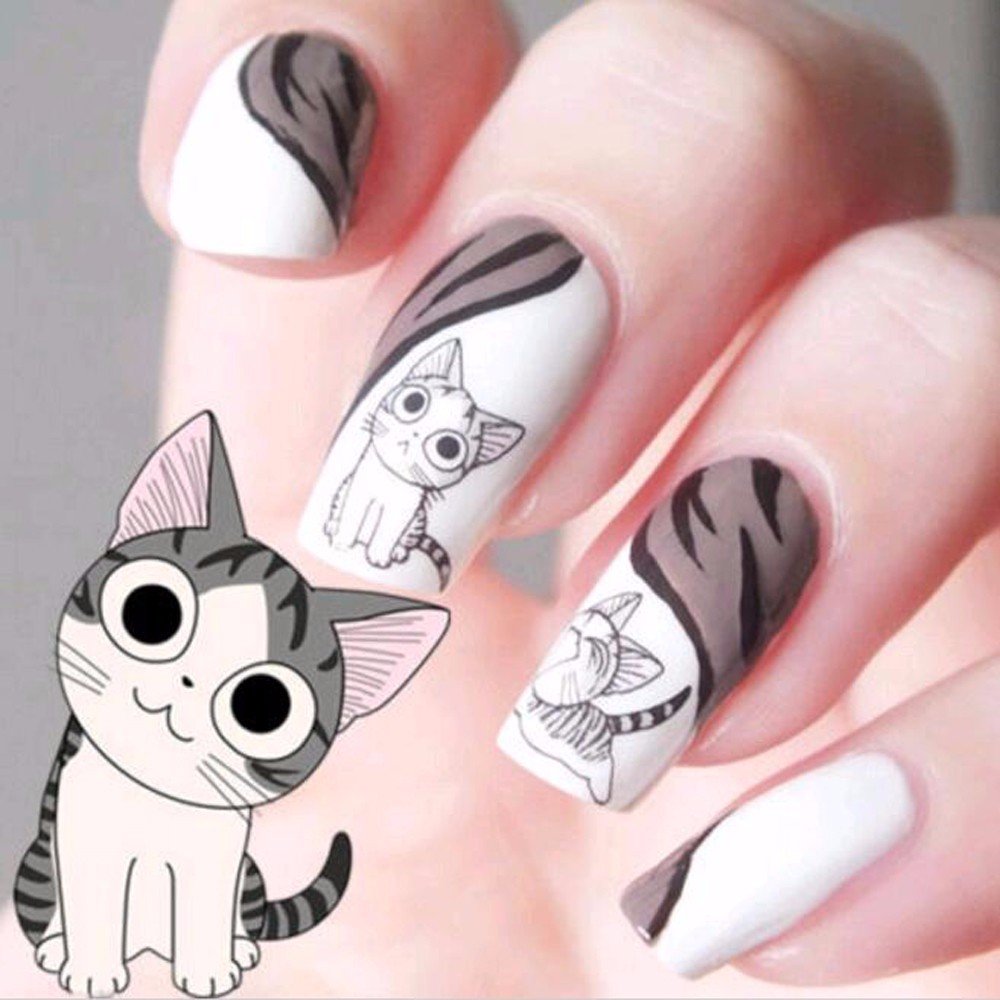 Котики на ногтях рисунки
