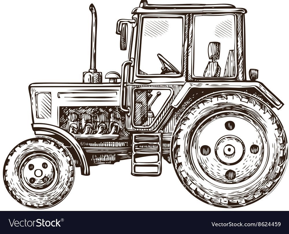 Рисунок трактор в поле