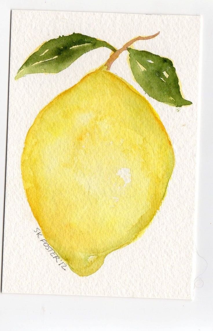 Лимоны поэтапно акварелью