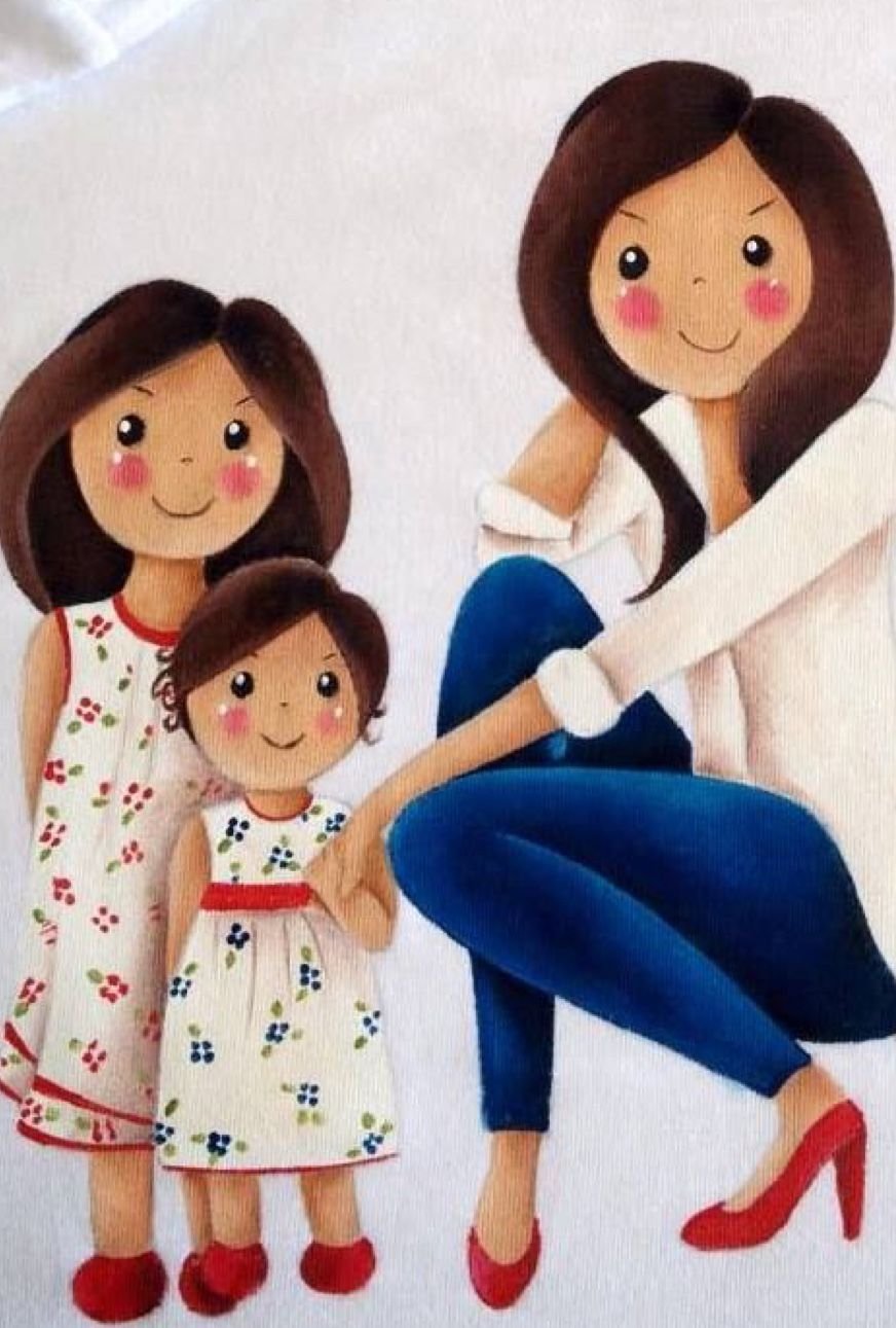 Японские дочки мамы папы. Мама с двумя детьми. Картина мама и две Дочки. Мама с ребенком рисунок. Мама и дочка рисунок.
