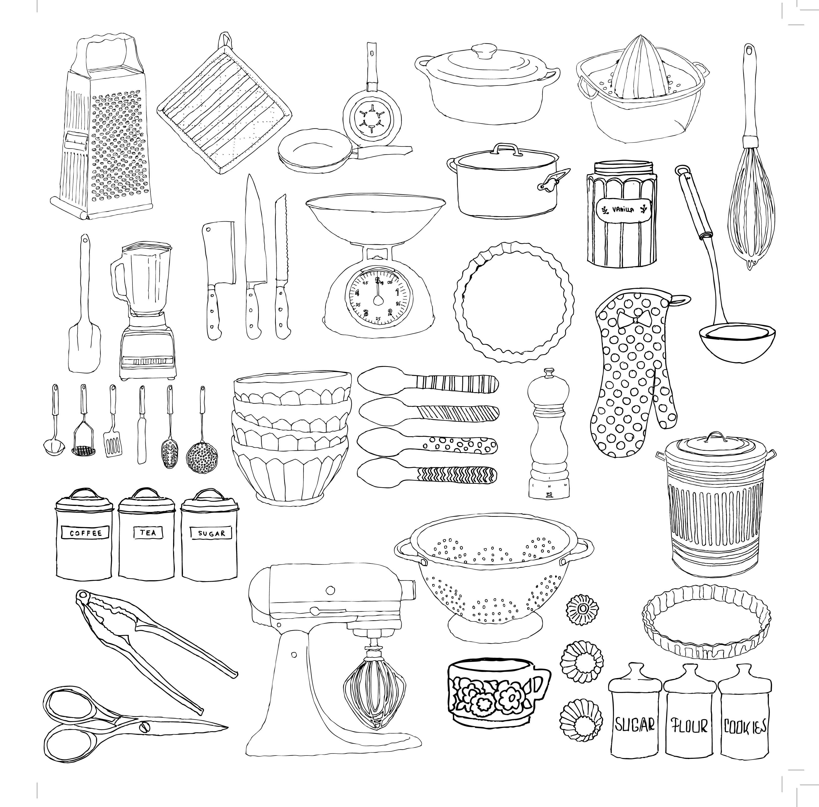 Печатать вещи. Раскраска кухонные принадлежности. Раскраска кухонная посуда. Кухонные предметы. Раскраска посуда для кукол.