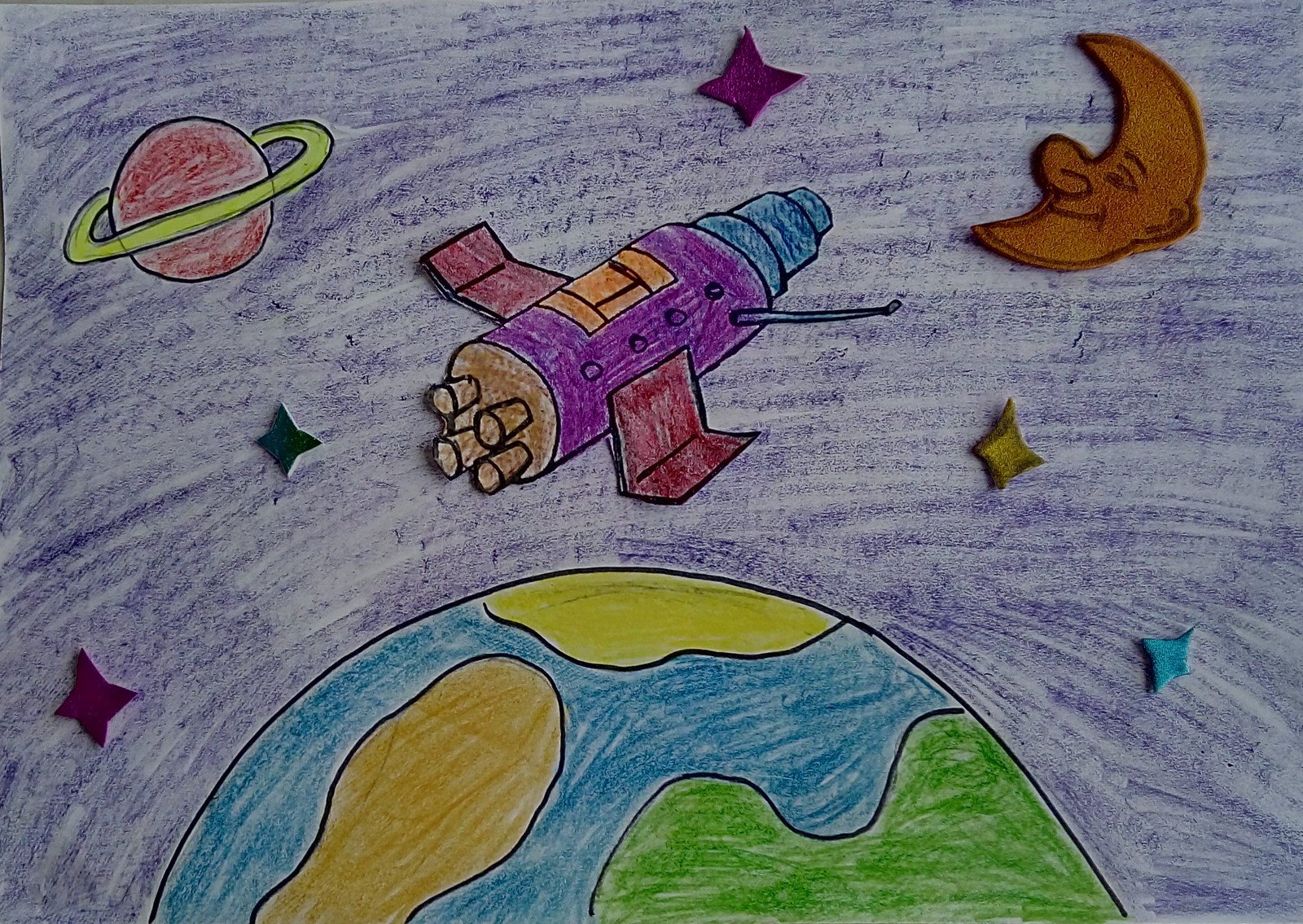 Нарисовать космос 1 класс. Рисунок на тему космос. Рисунок на космическую тему. Детские рисунки на тему космос. Рисунок на тему космонавтики.