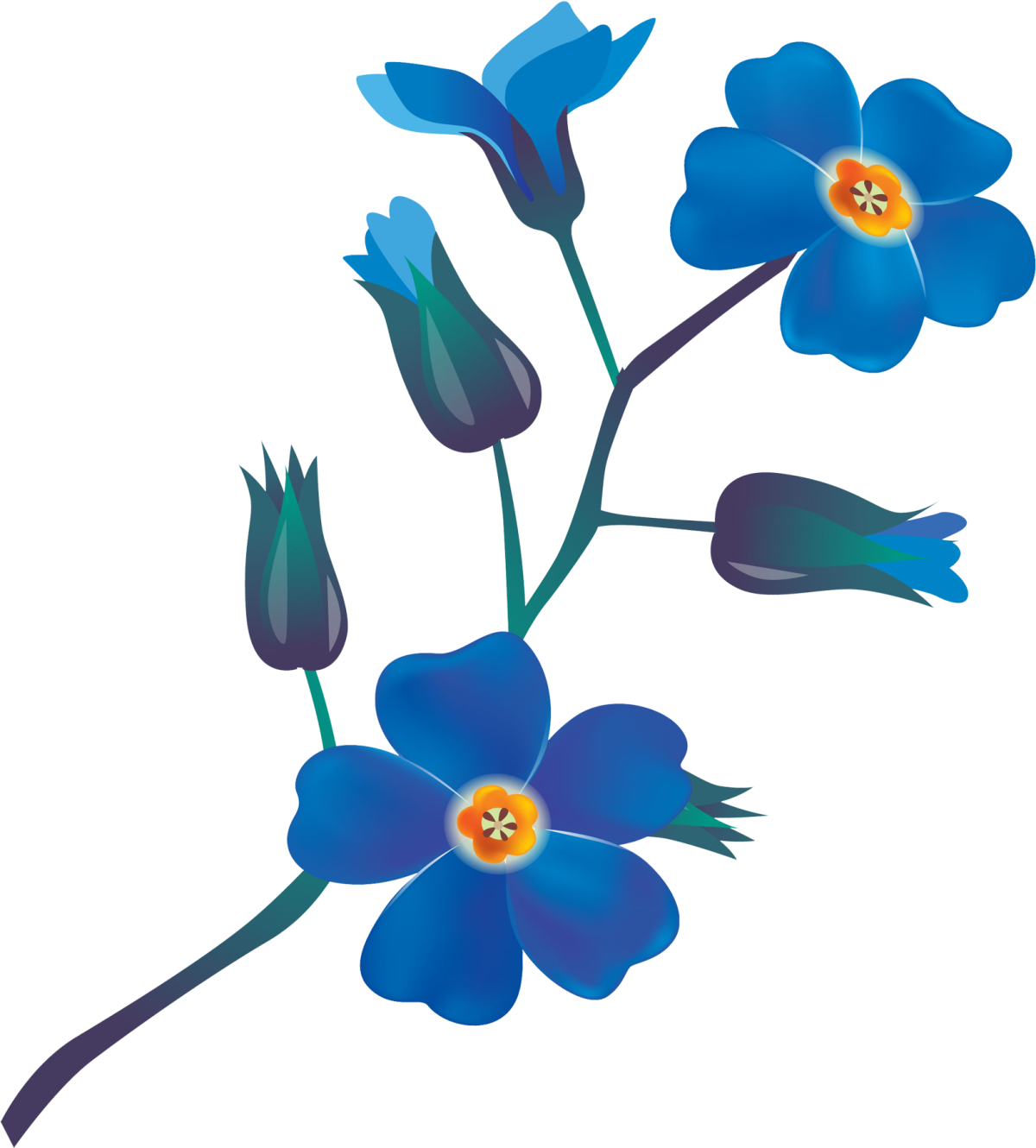 Цветок голубой рисунок