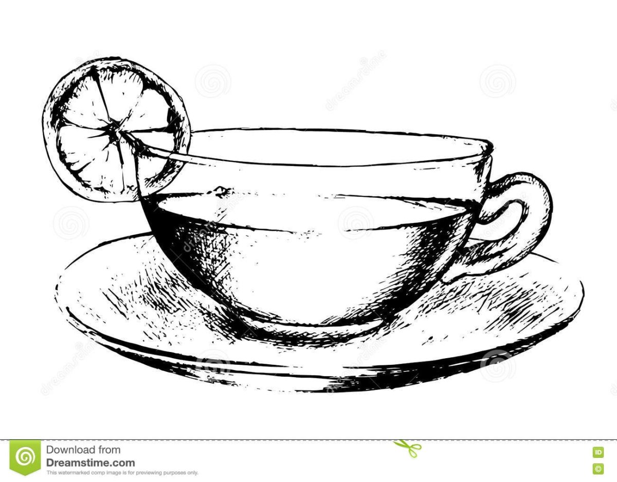Чашка кофе на столе рисунок