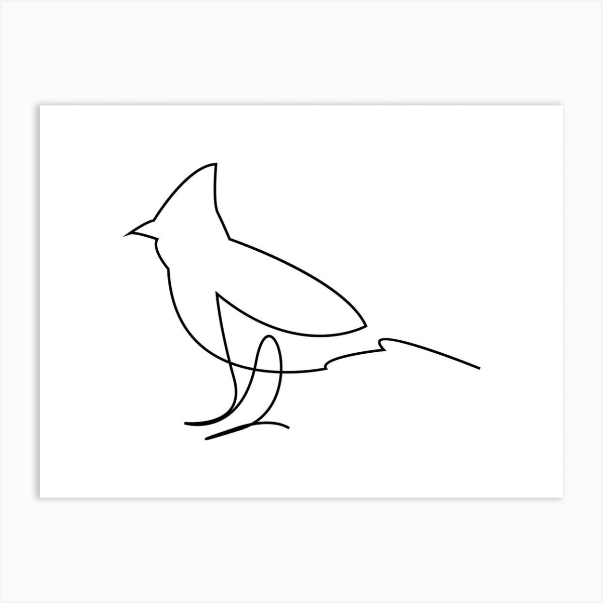 Птица контурный рисунок