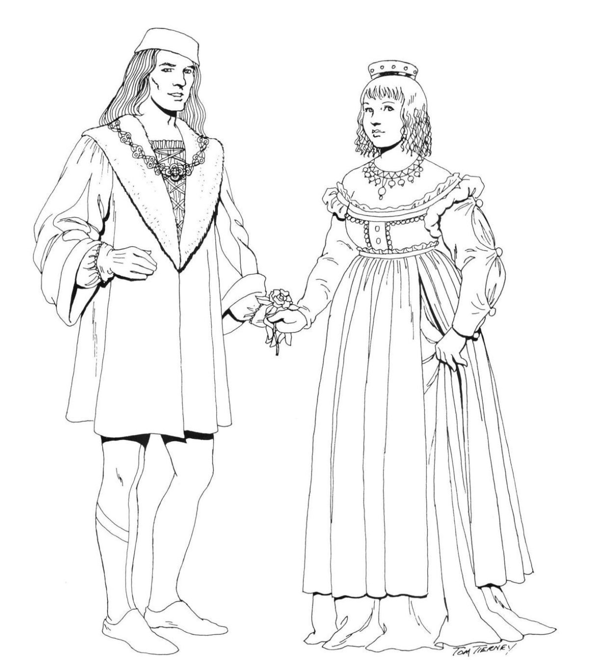 Средневековый костюм рисунок легкий