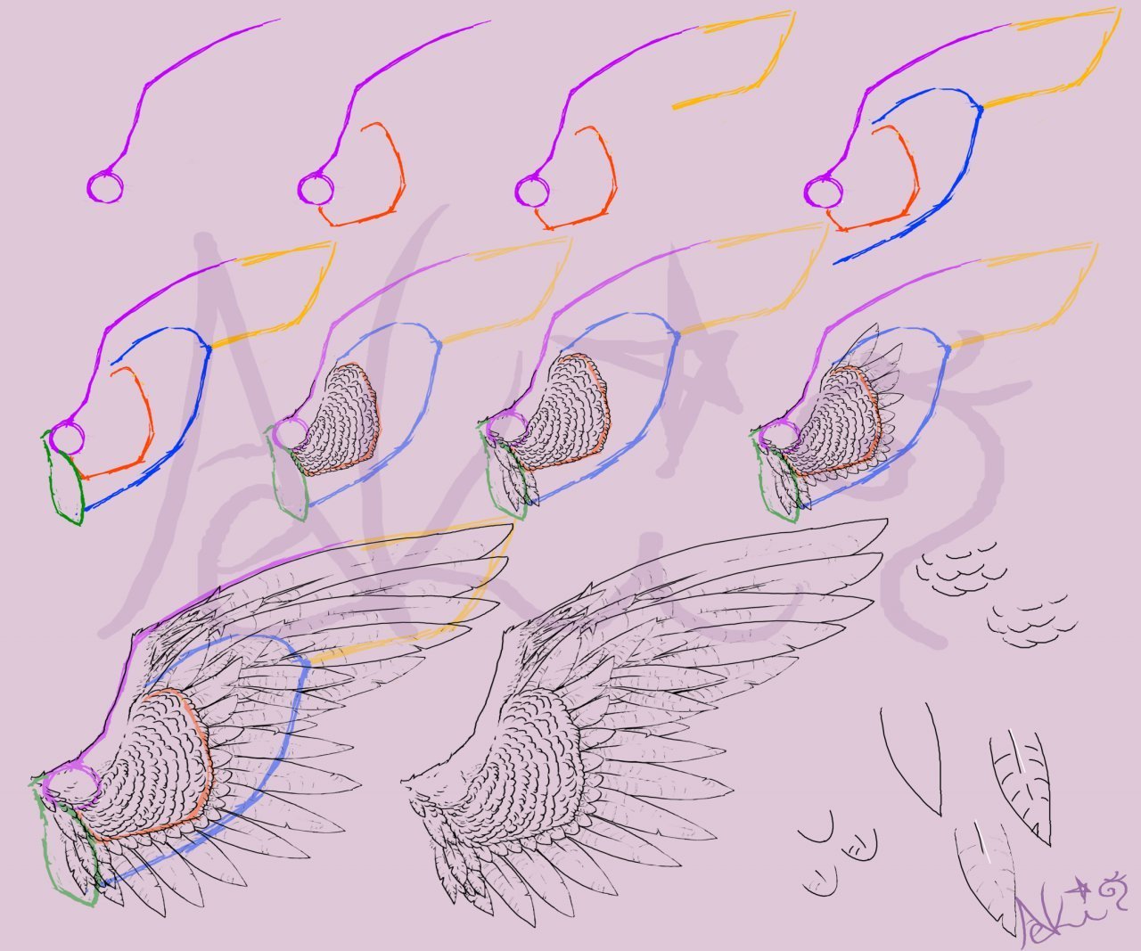 Звуки птицы тутор. Птичьи Крылья туториал. Крылья птицы туториал. Крылья для рисования. Анатомия крыльев для рисования.