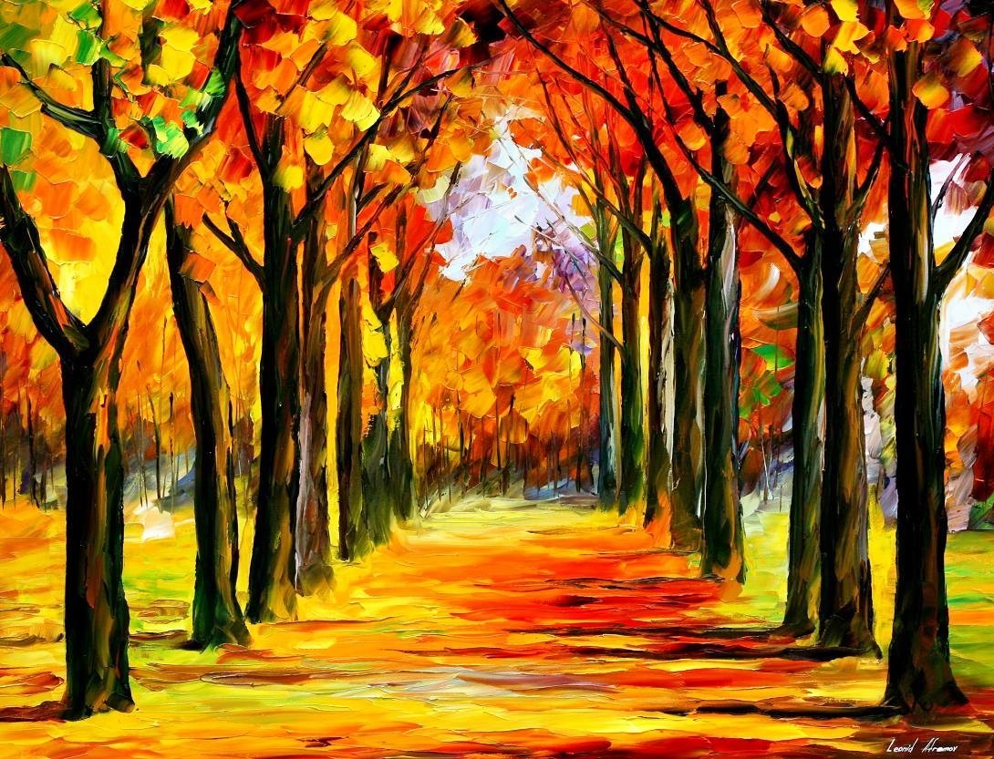 Пейзаж 3. Перспектива аллея гуашью. Осенний пейзаж красками. Осенний пейзаж с перспективой. Пейзаж осени красками.
