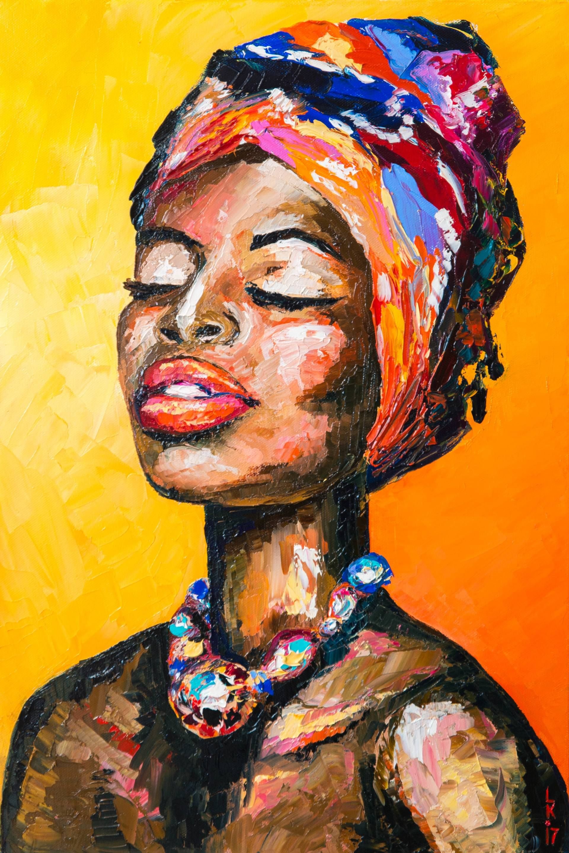 Картина негритянка. Этнический портрет. Картины в африканском стиле.