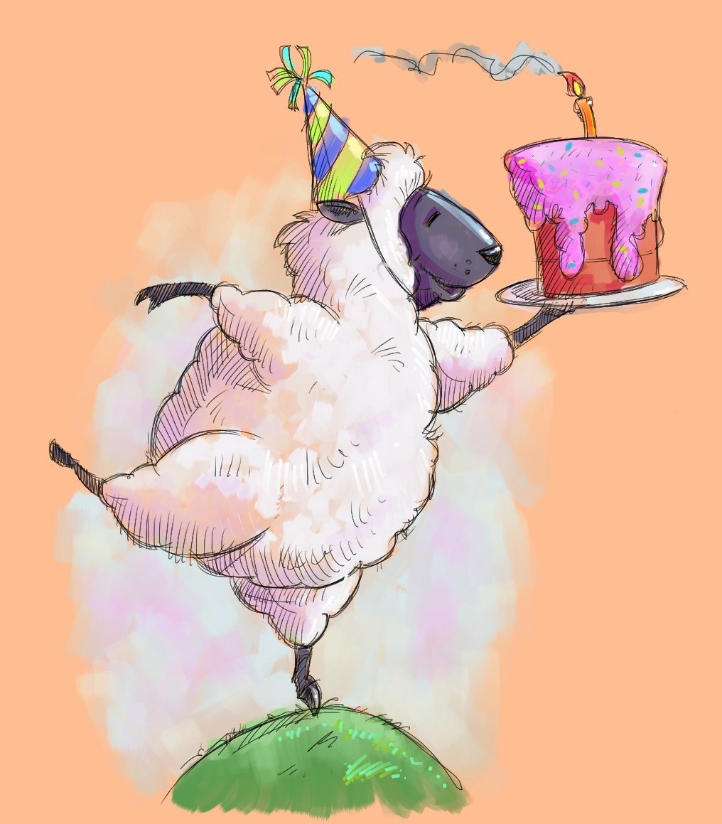 Прикольные картинки рождение. Смешные рисунки на день рождения. Открытки с овечками с днем рождения. День рождения иллюстрация. Душевные иллюстрации с днем рождения.