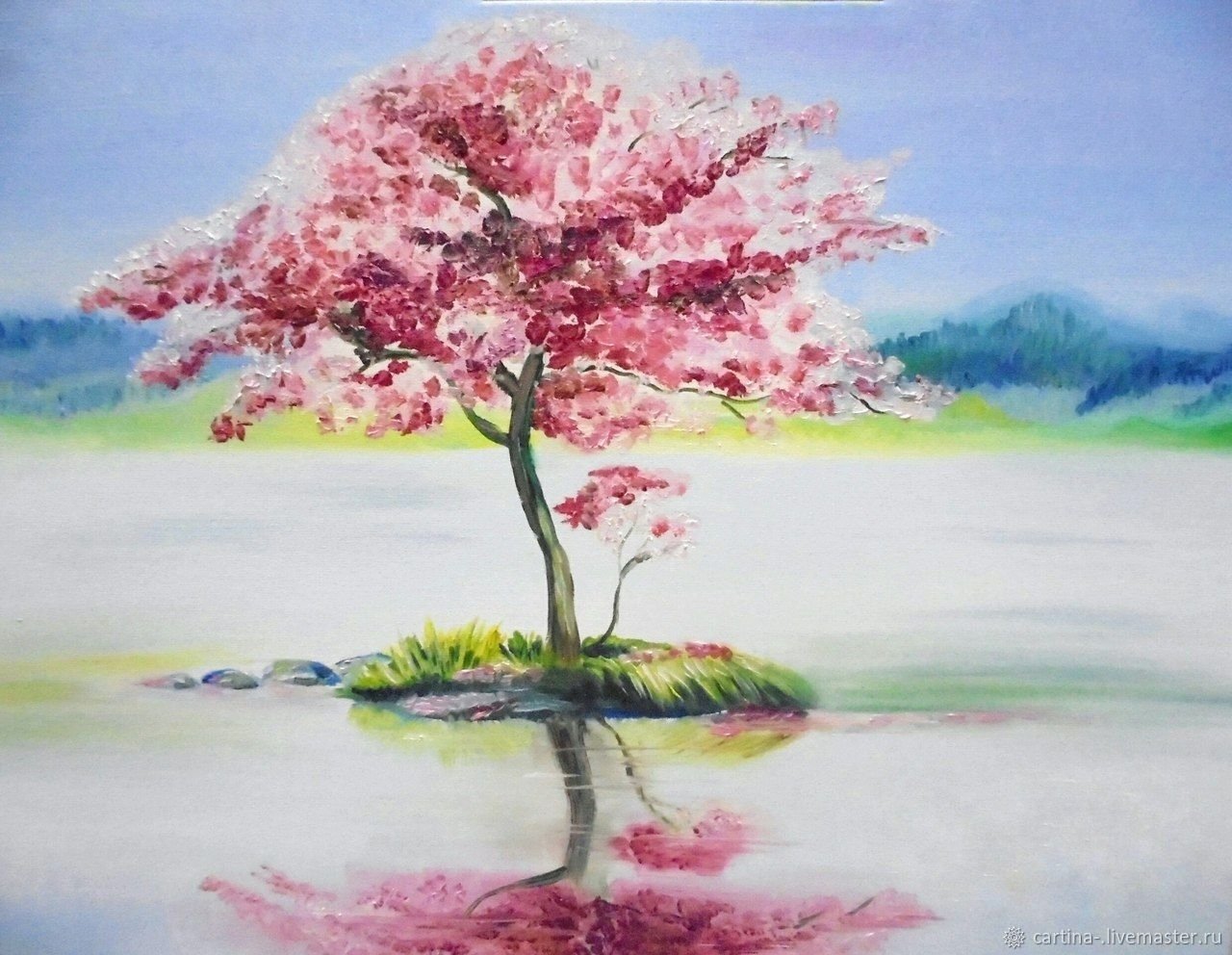 Рисование сакуры. Сакура рисунок. Весенний пейзаж гуашью. Цветущее дерево красками. Японский пейзаж акварелью легкий.