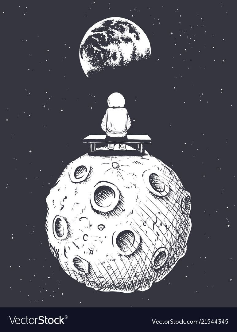 Рисунок луны в космосе. Космос иллюстрация. Космонавт на Луне рисунок. Тату космонавт на Луне. Космонавт в космосе на Луне.