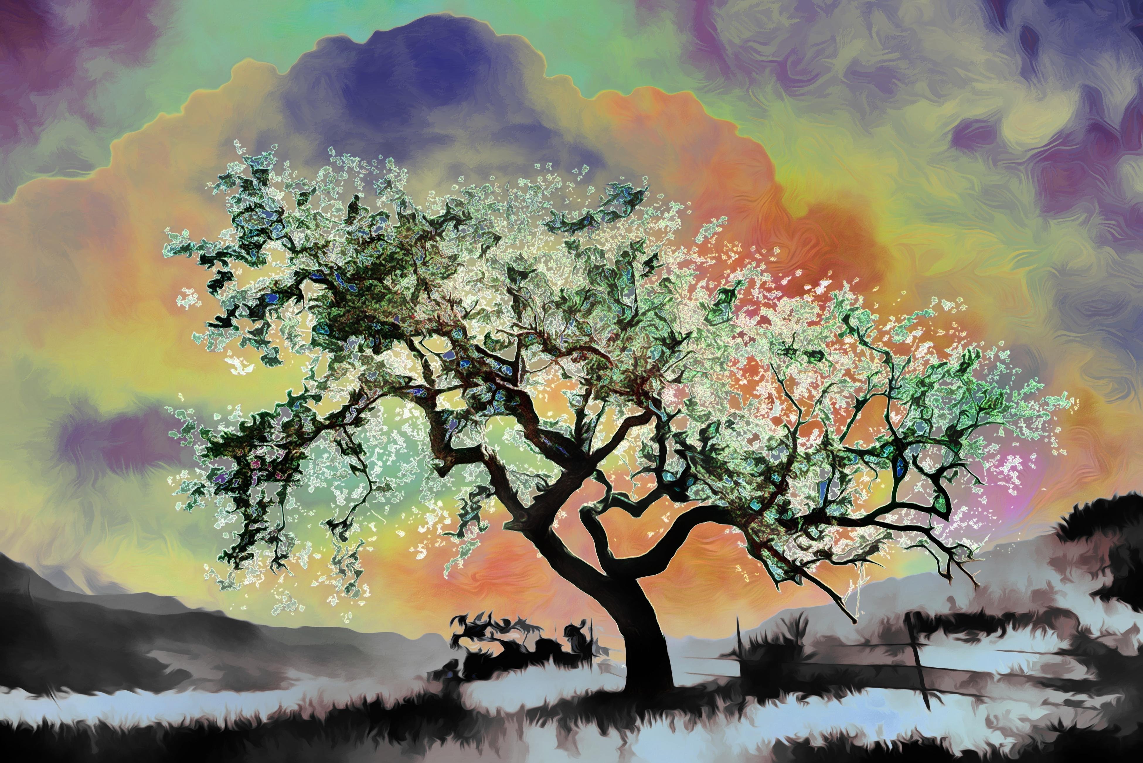 И д с элементами природы. Волшебная живопись Ann Marie Bone. Деревья акварелью. Пейзажи для рисования. Картины гуашью.
