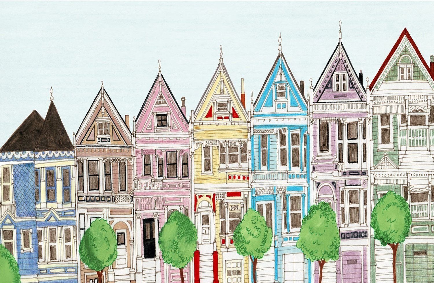 Дома в ряд рисунок. Домик рисунок. Разноцветные домики. Стилизованные домики. Дом цветными карандашами.