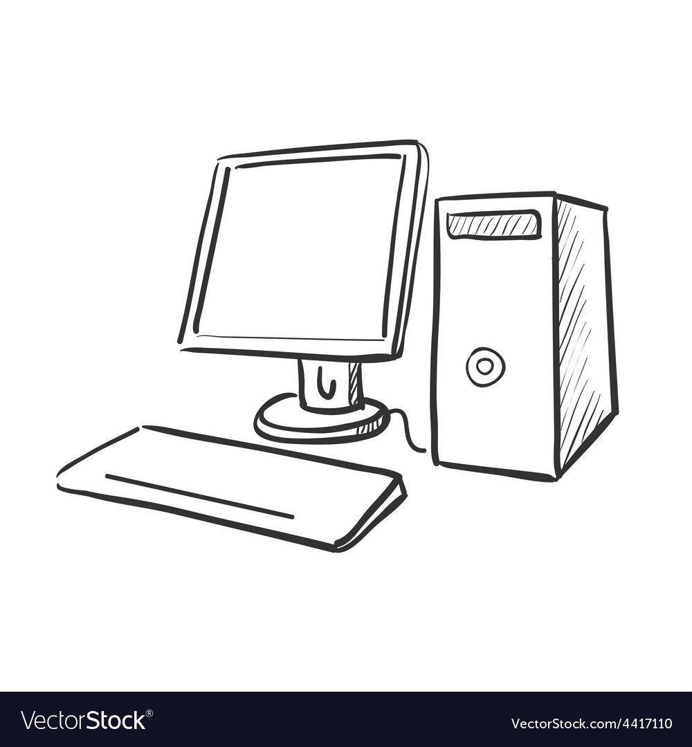 Рисунок человек за компьютером не сложный
