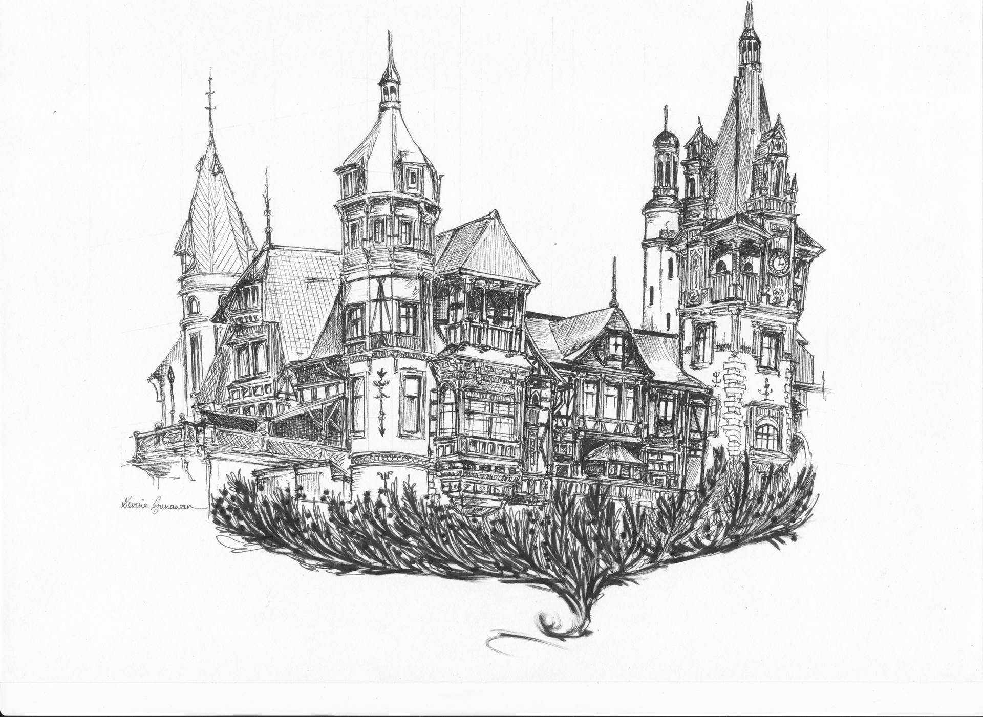 Рисунок старой крепости. Замок карандашом. Замок рисунок карандашом. Замок эскиз. Замок в графике.