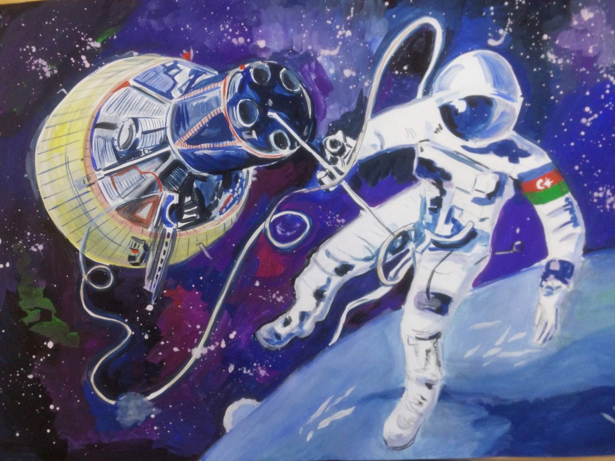 День космонавтики видеоурок. Картины Леонова Космонавта.