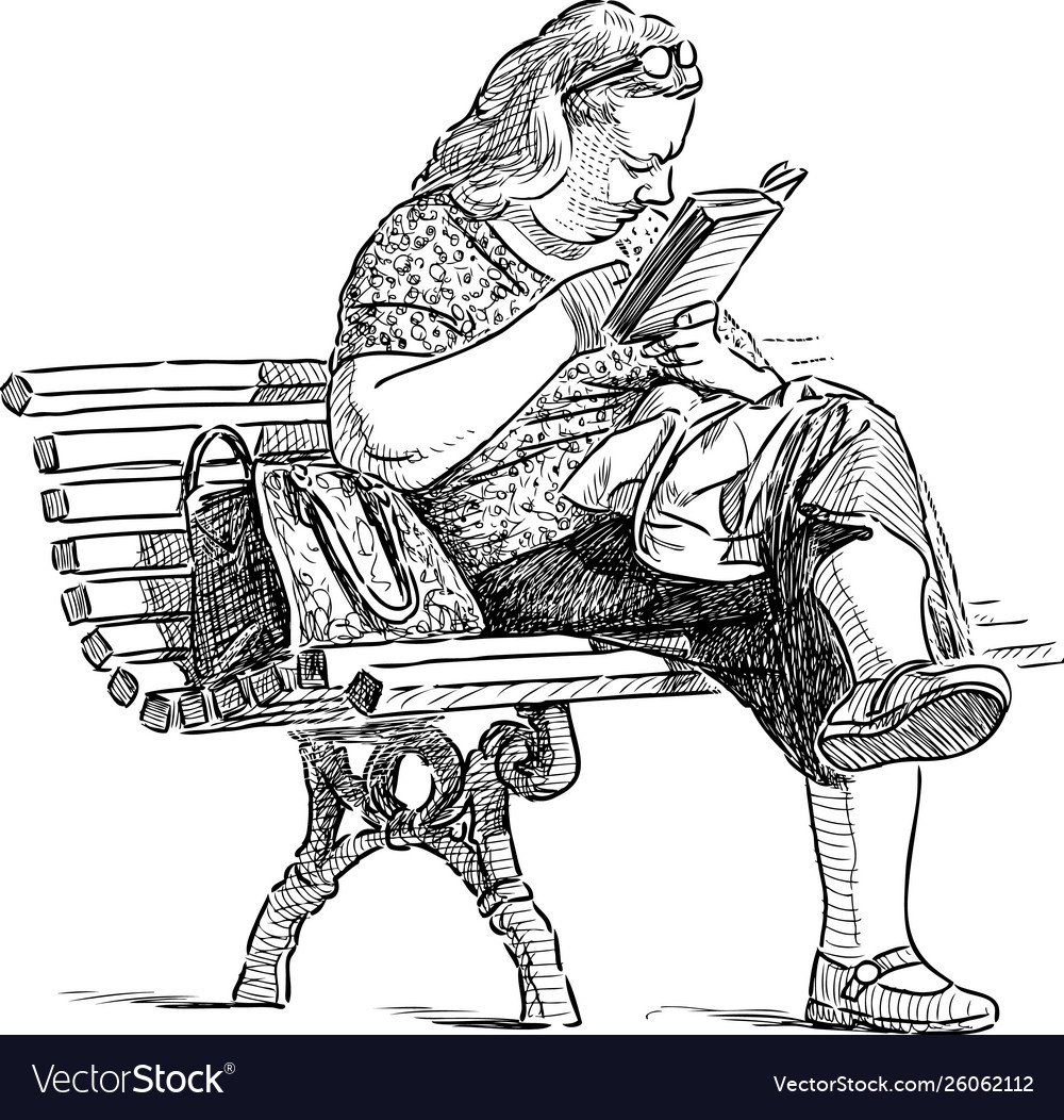 человек на скамейке рисунок карандашом