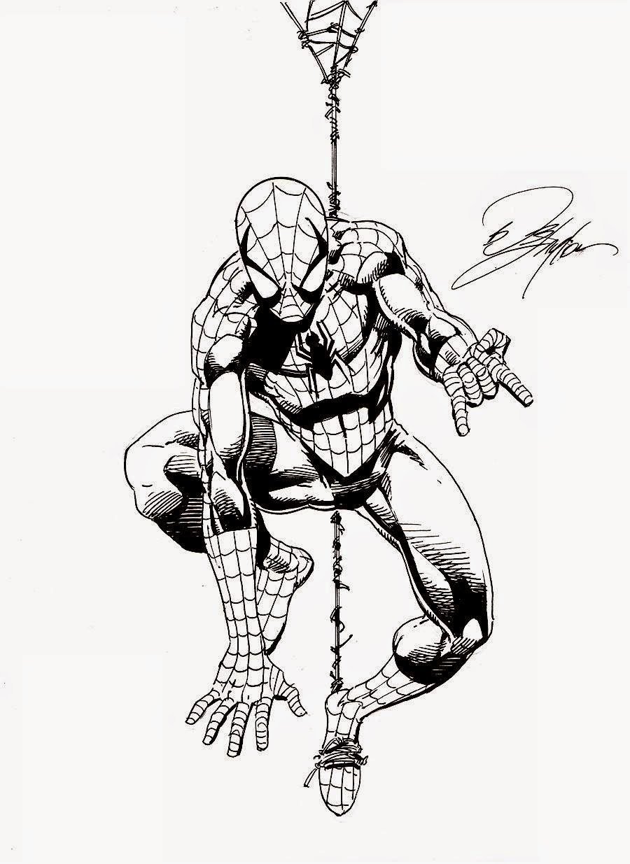 Рисунок человек паук черно белый