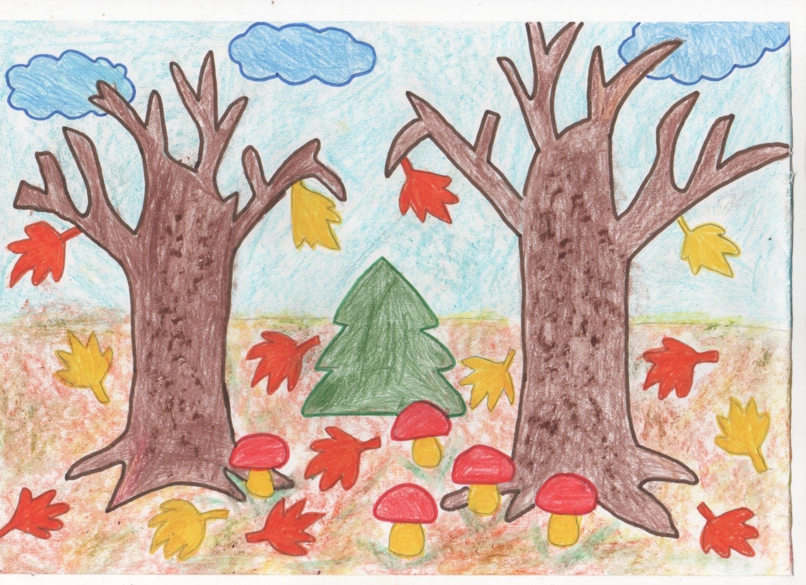 Осенний лес рисунок легкий - 63 фото