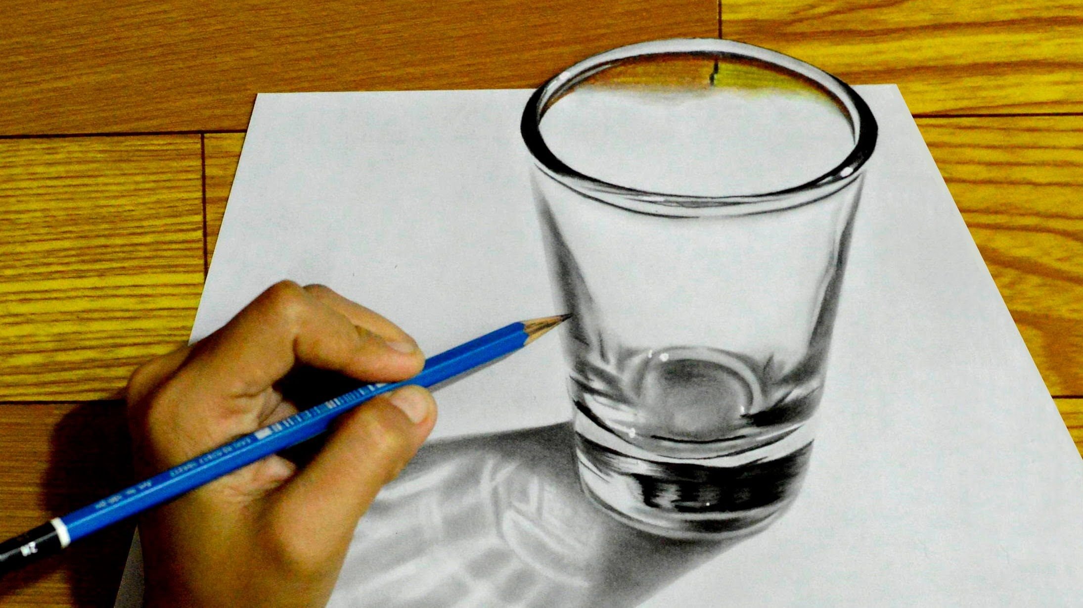 Стакан воды карандашом