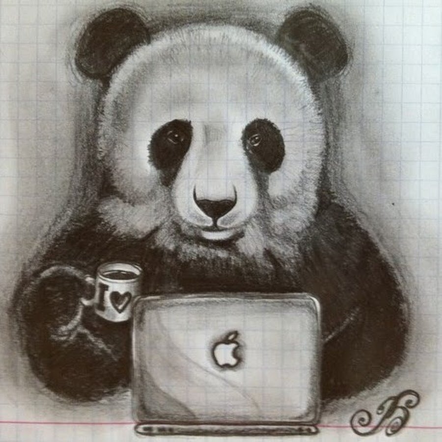 Рисунок панды самый легкий