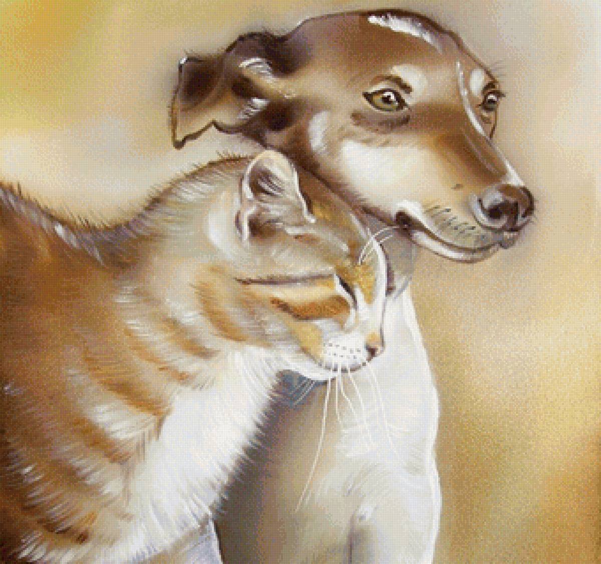 Кот и собака рисунок