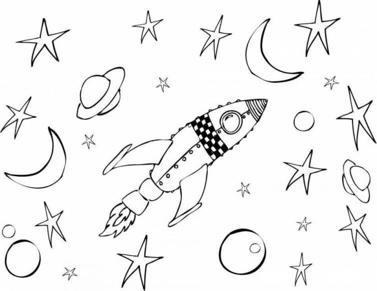 Рисунок на день космонавтики раскраска. Раскраска. В космосе. Космос раскраска для детей. Раскраска день космонавтики для детей. Ракета раскраска.