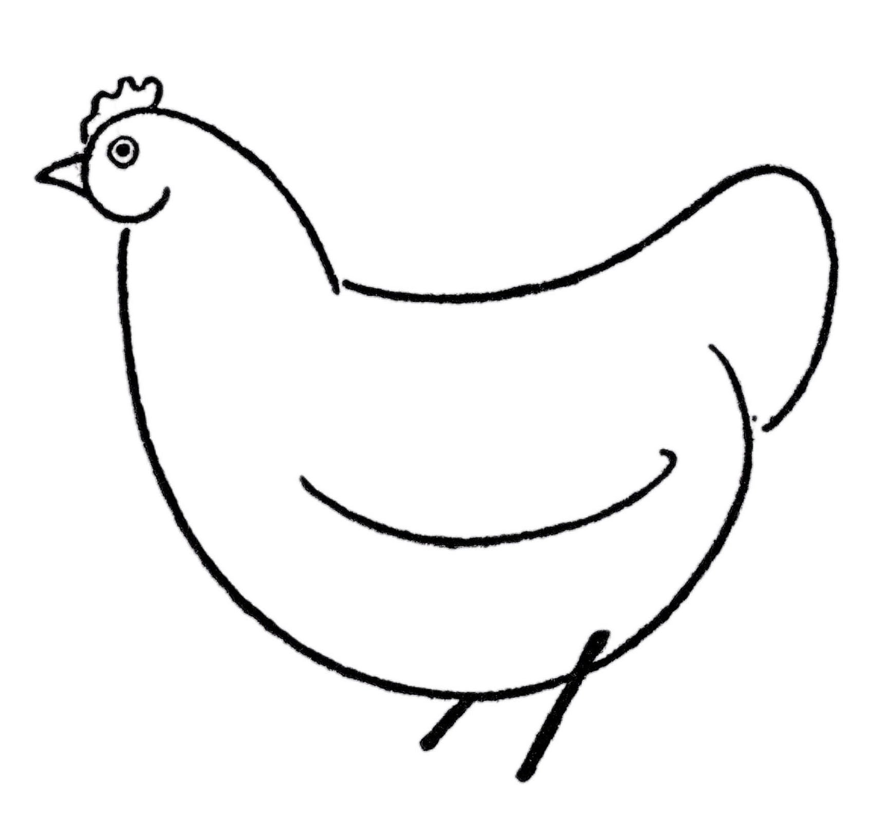 Курица легко и быстро. Курица контурный рисунок. Курочка карандашом для детей. Курица рисунок карандашом. Курица рисунок легкий.