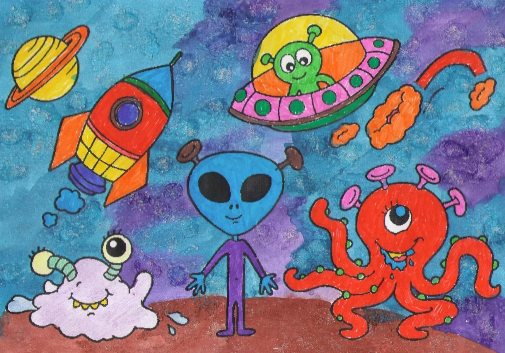 Дети рисуют космос. Рисунок на тему космос. Рисунок на туму космас. Рисование для детей космос. Детские рисунки на тему космос.