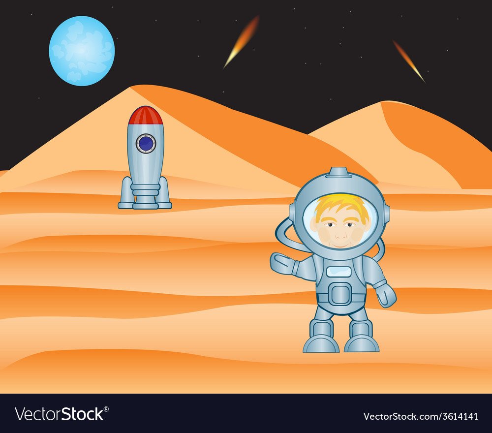 Рисунок космонавт на марсе
