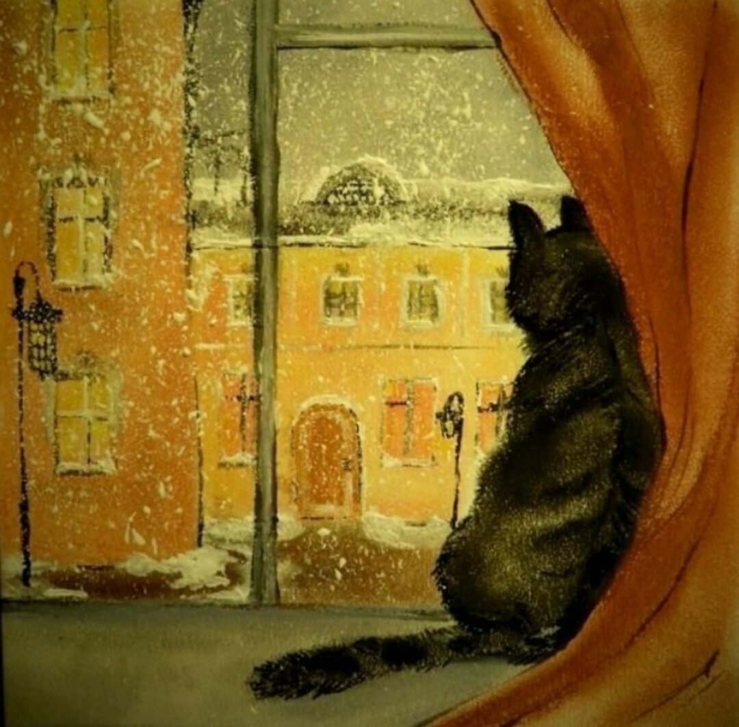 Посмотри в окно как там хорошо. Кошки на окошке. Кот на окне. Кошки в живописи. Котик у окна.