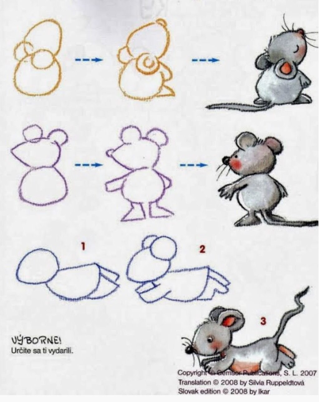 Как легко нарисовать мышку. Рисунки пошагово. Поэтапное рисование для детей. Схемы рисования для начинающих. Рисунки для рисования для начинающих.