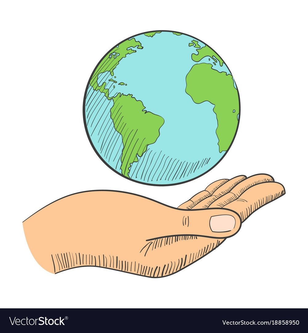 Рисунок рук держащих планету
