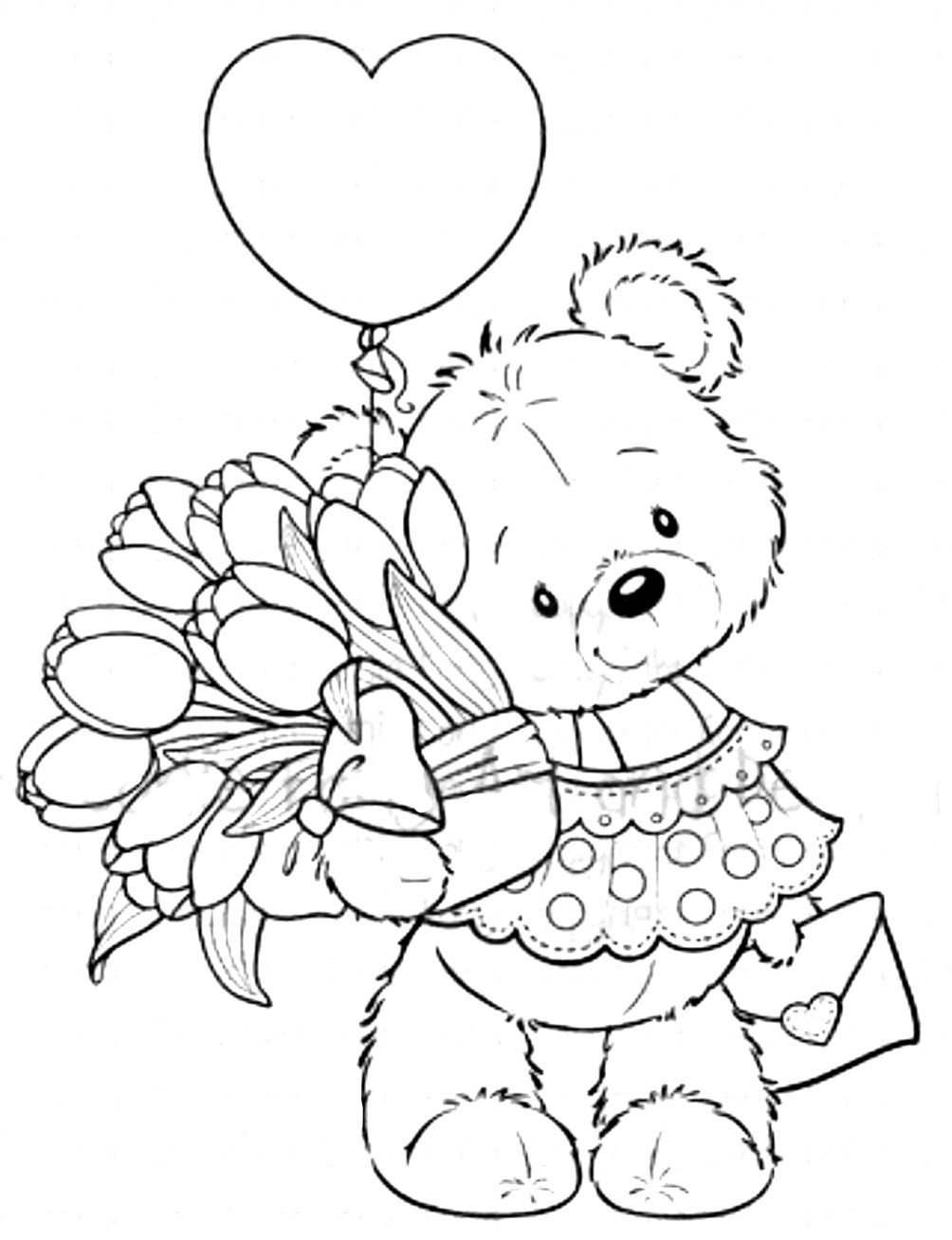 Медвежонок с цветами открытка - 52 фото