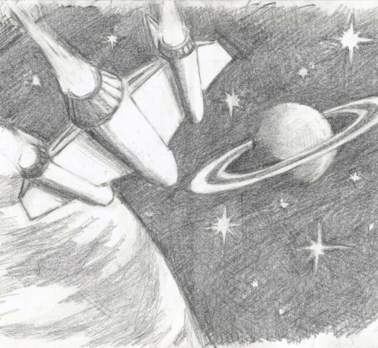 Рисунок ко дню космонавтики легкий и красивый
