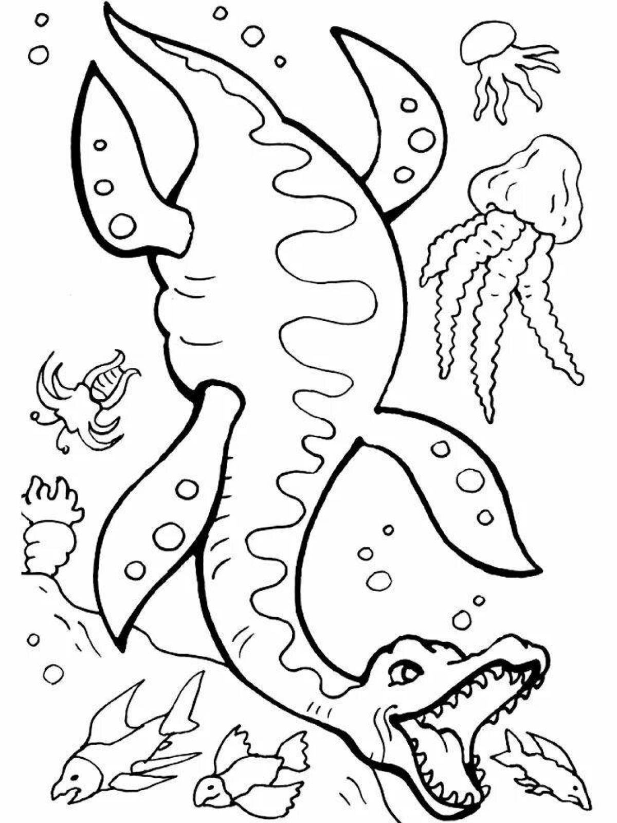 Динозавры подводные раскраски