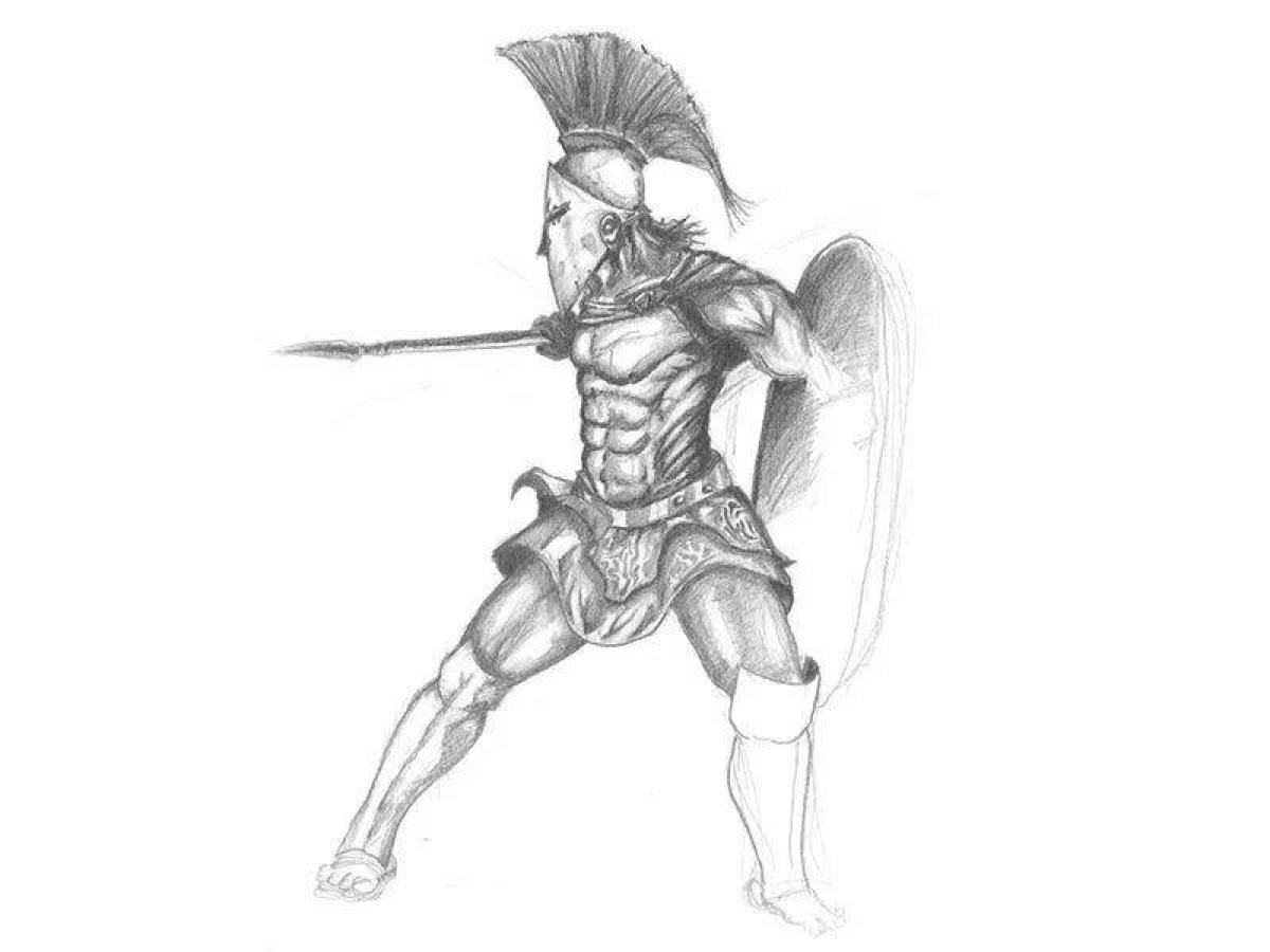 Воин рисуем. Спартанец рисунок. Спартанец рисунок карандашом. Греческий воин рисунок.