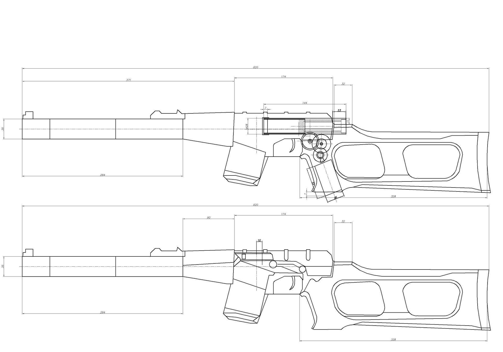чертеж awp снайперской винтовки для дерева фото 39