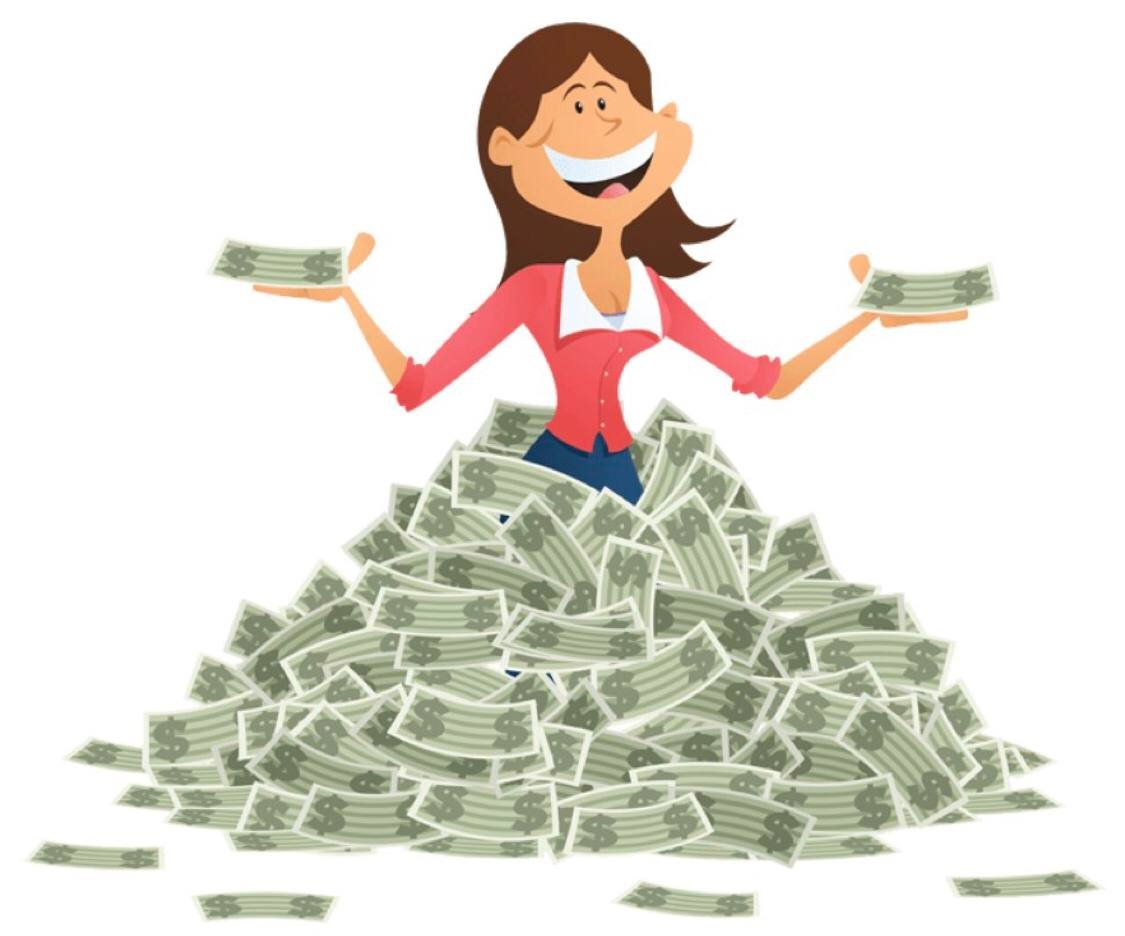Много копил. Деньги иллюстрация. Девушка с мешком денег. Мультяшная девочка с деньгами. Мультяшный человек с деньгами.