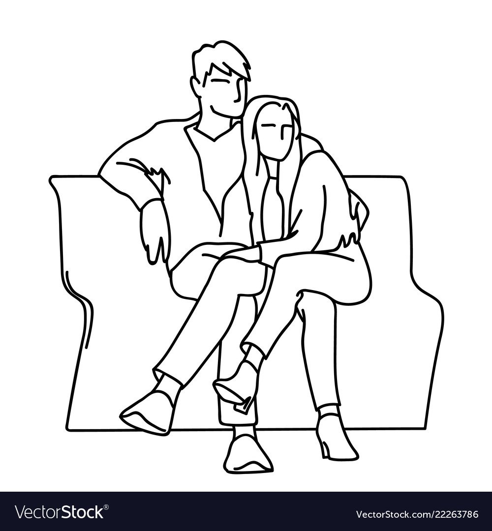 сидящий на диване человек рисунок