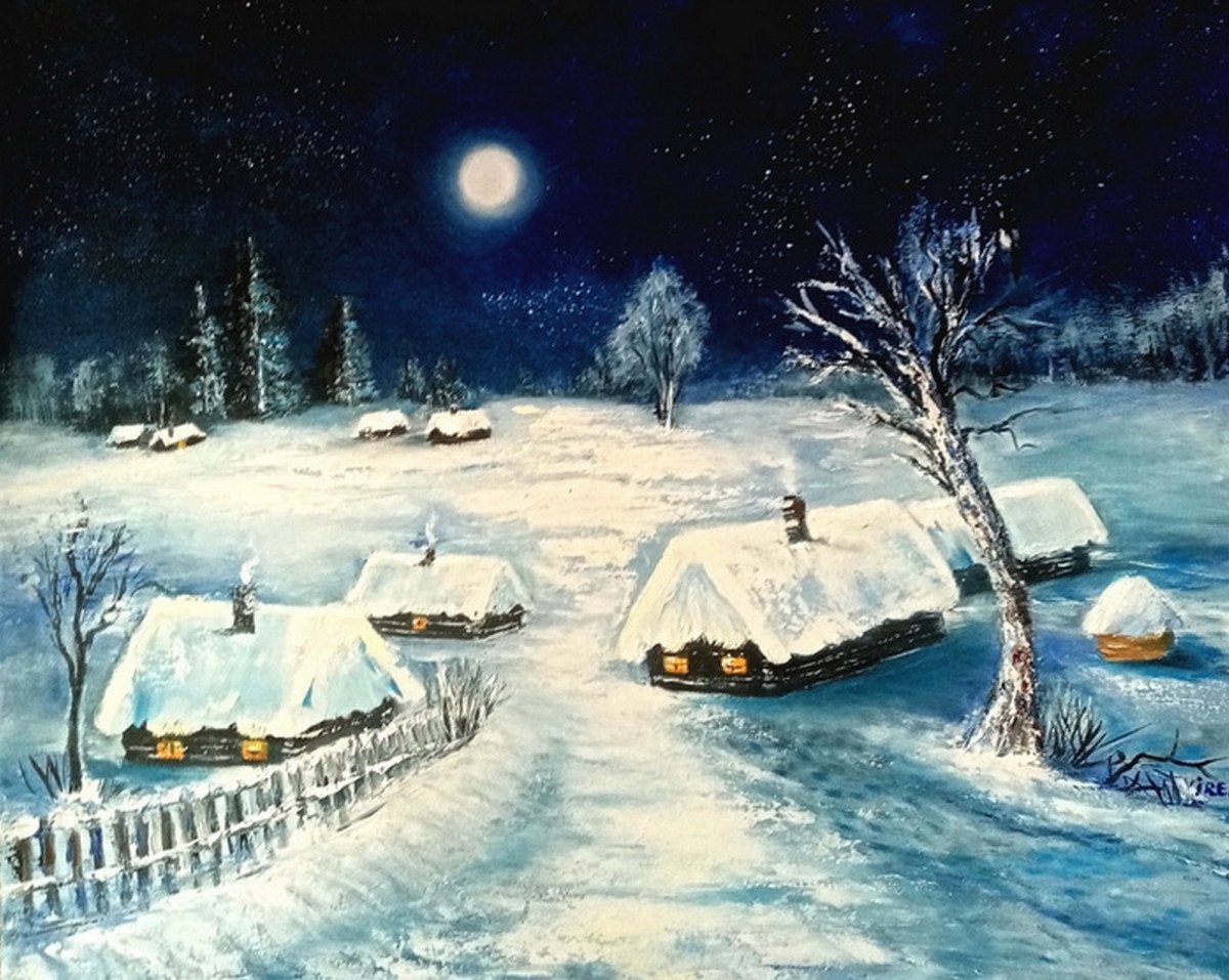 Ночь перед рождеством род. Картина ночь перед Рождеством Гоголь. Ночь переперед Рождеством. Ночь перед Рождеством пейзаж.