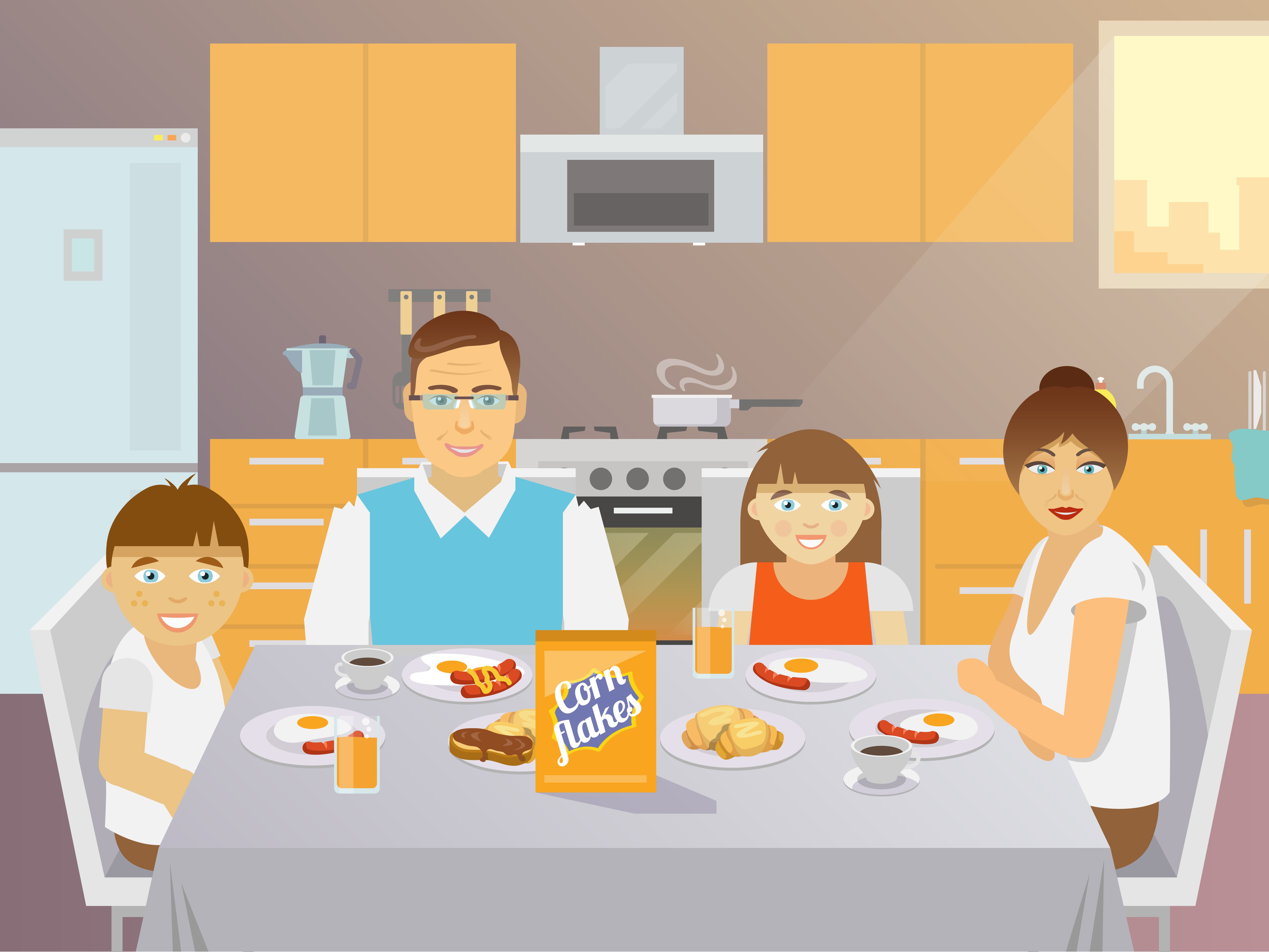 Позавтракав мама и папа отправились за покупками. Семья за столом иллюстрация. Семейный завтрак иллюстрация. Иллюстрация семья за столом на кухне. Семья за столом картинки для детей.
